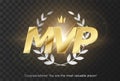 Gold inscription MVP - emblem reward Most Valuable Player Royalty Free Stock Photo